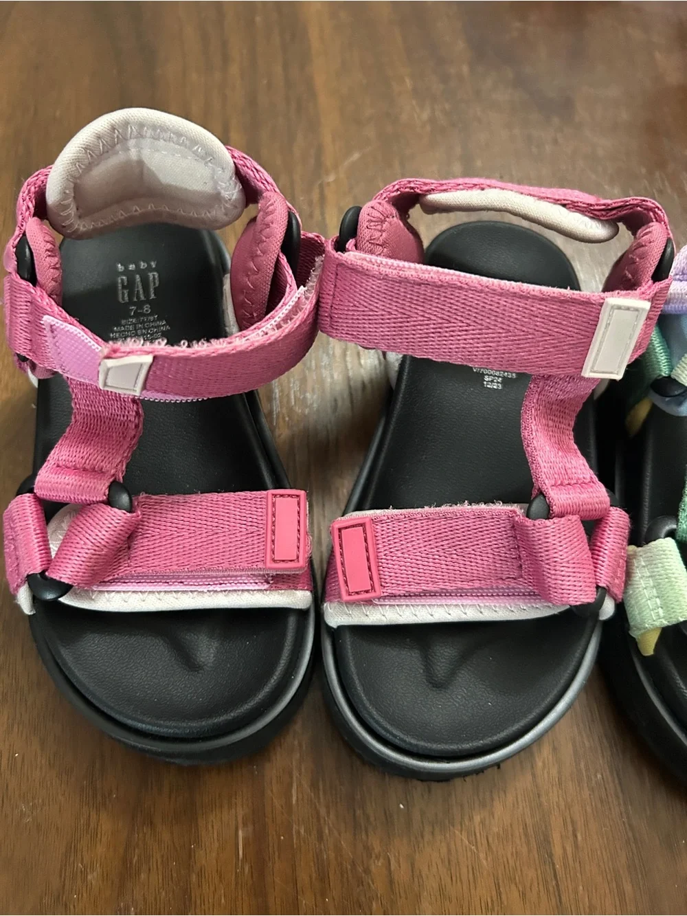 2pair of GAP Kids Pastel Multi-Strap Sport Sandals - Mint, Lavender & Cream